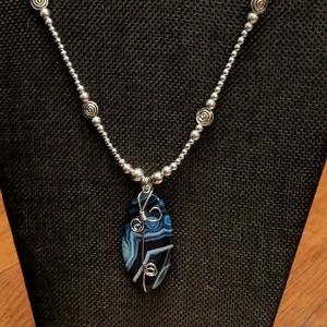 Sterling silver necklace with Blue stone Pendant